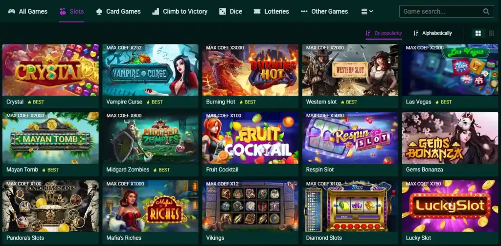 SpinBetter pokies and slots category view