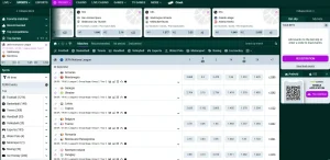 SpinBetter sportsbook interface showing sports navigation and betting events
